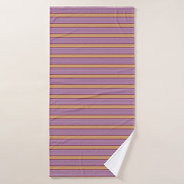 Patrón de plumas y cinco rayas blancas con broncea (Toalla de baño)