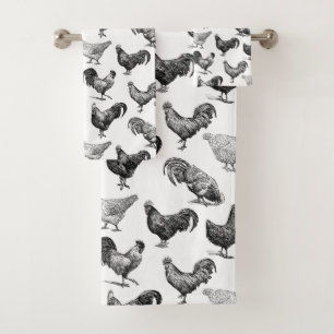 Patrón de pollo de granja de campo retro