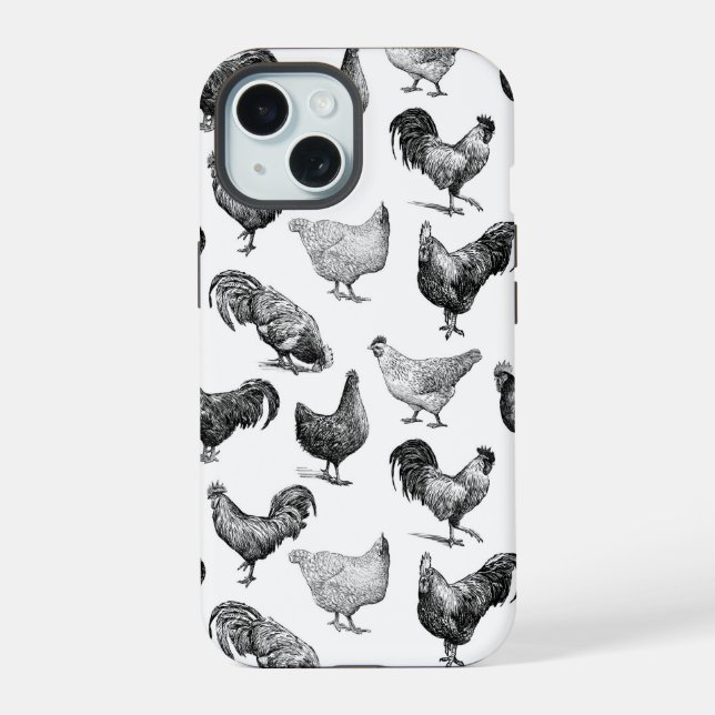 Patrón de pollo de granja de campo retro (Reverso )