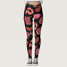 patrón de productos cárnicos a mano Leggings