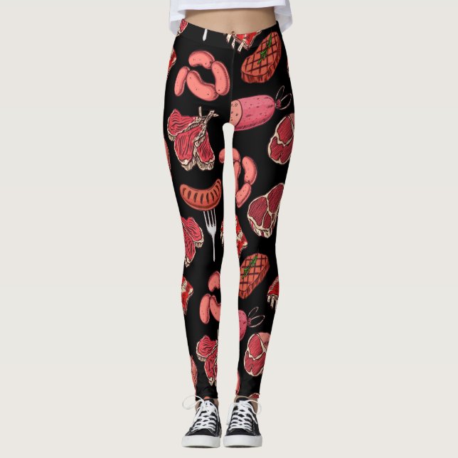 patrón de productos cárnicos a mano Leggings (Anverso)