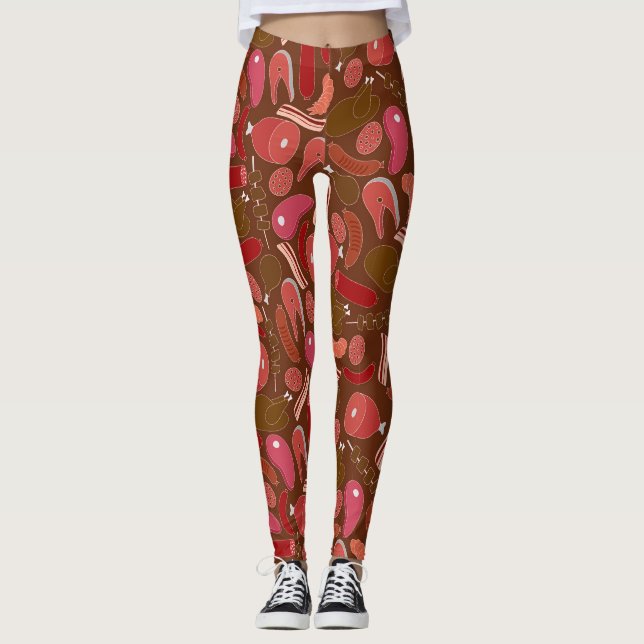 patrón de productos cárnicos a mano Leggings (Anverso)