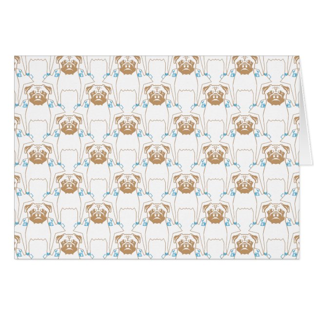 Patrón de pug marrón azul (Anverso (Horizontal))