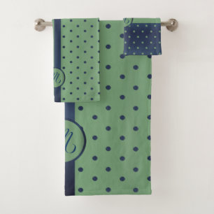 Patrón de punto de polka verde y pizarra monogram