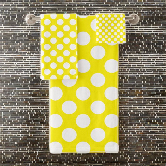 Patrón de puntos de polka amarillo: blanco grande (Subido por el creador)