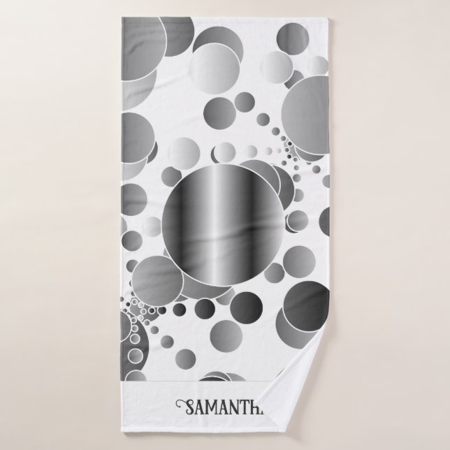 Patrón de puntos de polka gris estético Patrón bla (Toalla de baño)