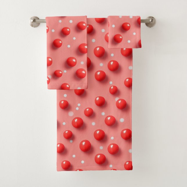 Patrón de puntos de polka rojo y blanco 3D (In situ)