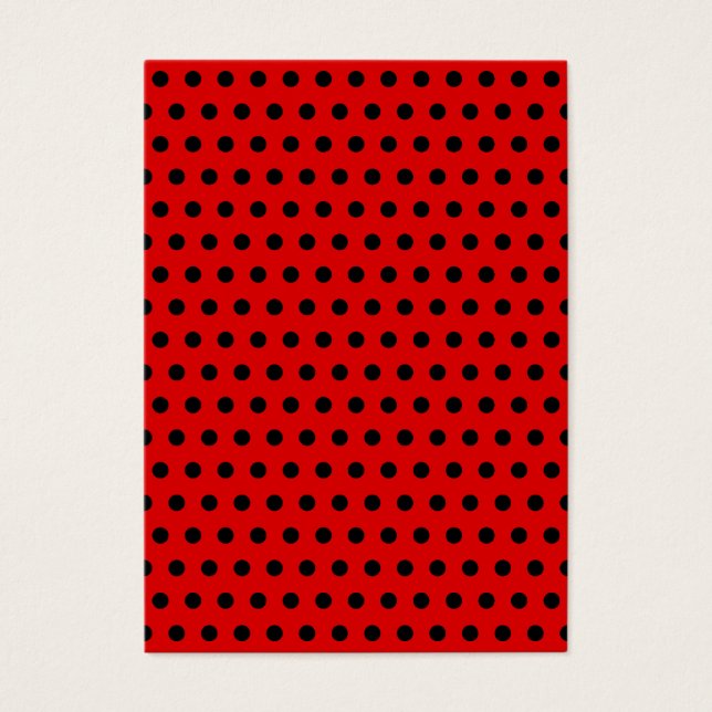 Patrón de puntos de polka rojo y negro. Delicioso. (Frente)
