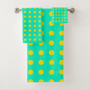 Patrón de puntos retro cúridos en verde y amarillo