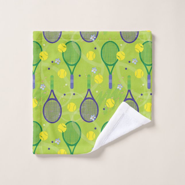 Patrón de raqueta de tenis 💜 verde y púrpura (Toallita)