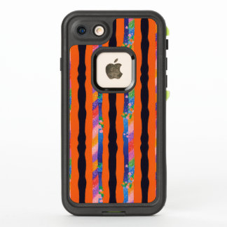 Patrón de raya ondulada floral naranja