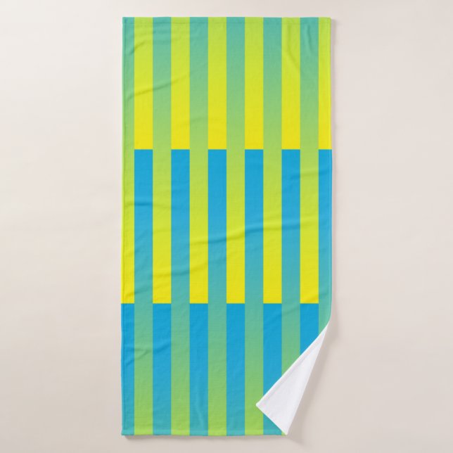 Patrón de rayas azul amarillo verde (Toalla de baño)