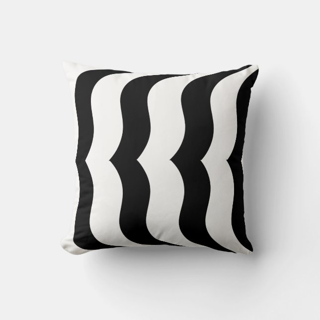 patrón de rayas de cebra negro + blanco almohada m (Anverso)