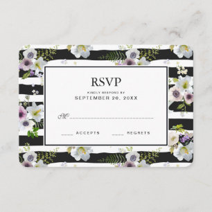 Patrón de rayas florales pintadas - RSVP de boda