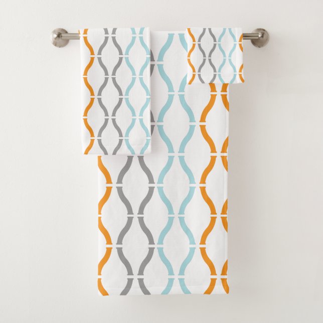 Patrón de rayas funky azul, gris y naranja (In situ)