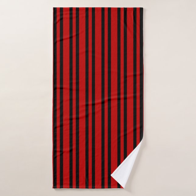 Patrón de rayas rojas y negras (Toalla de baño)