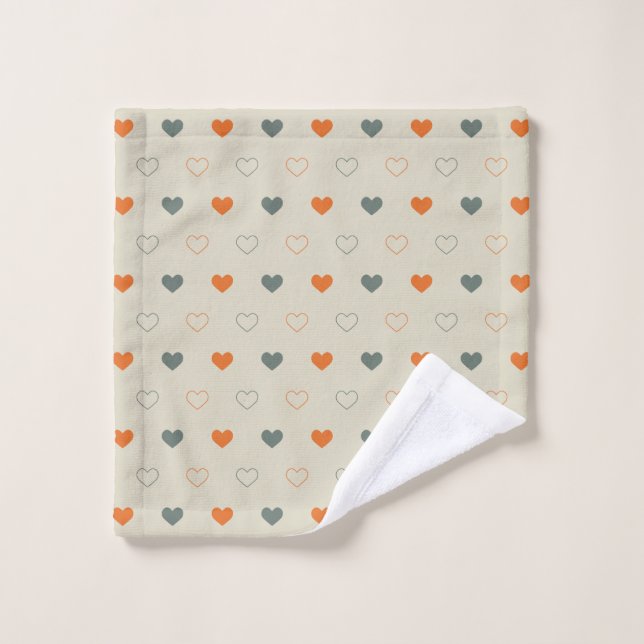 Patrón de rejilla de corazón naranja y verde (Toallita)
