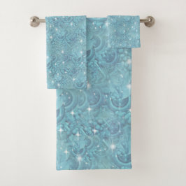 Patrón de repetición de seda azul y destellos blan