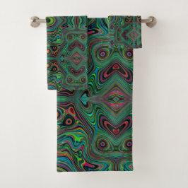 Patrón de resumen trippy retro negro y verde limón