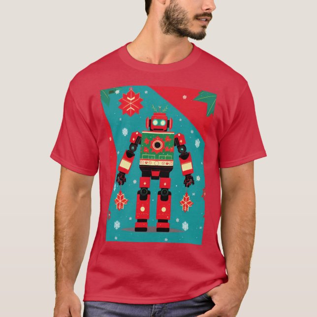 Patrón de Robot de Suéter de Navidad Clásico (Anverso)