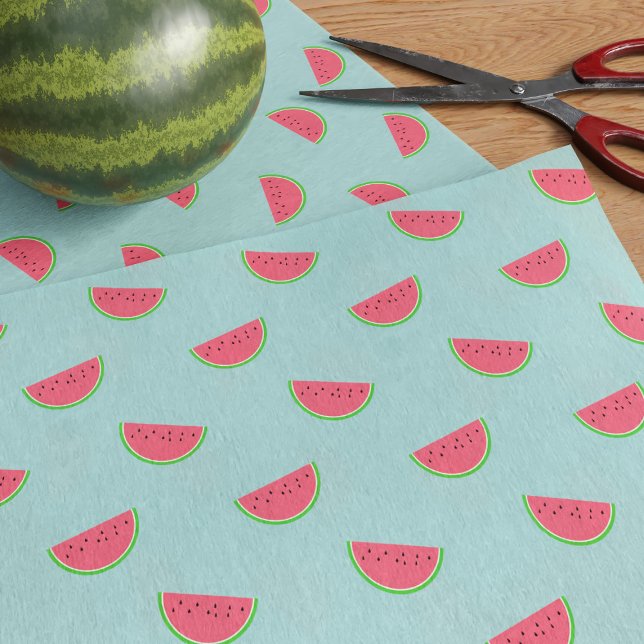 Patrón de rodajas de fruta de la sandía Papel de t (🍉lashings of juicy watermelon slices on a teal background 🍉)