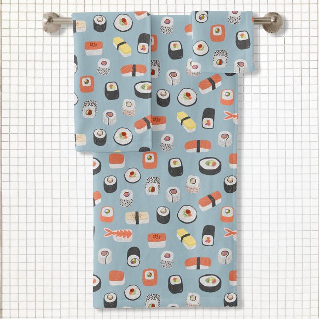 Patrón de rollo Sushi Nigiri Maki (Japanese sushi fun food art towel set)