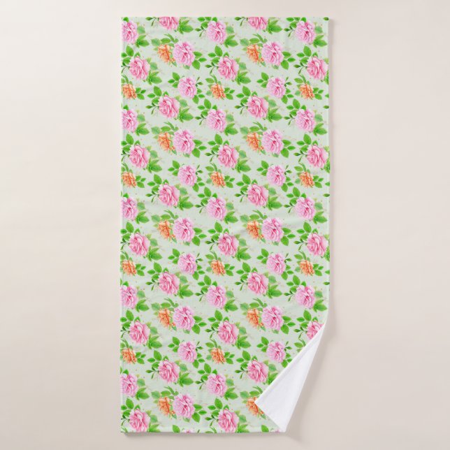 Patrón de Rosas Rosadas Florales (Toalla de baño)