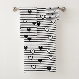 Patrón de San Valentín de Corazón Blanco y Negro