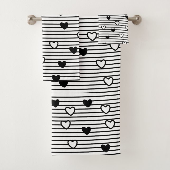 Patrón de San Valentín de Corazones en Blanco y Ne (In situ)