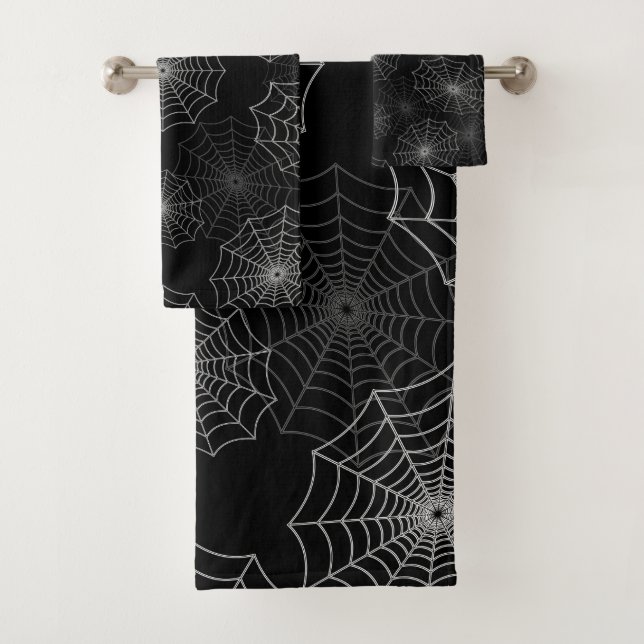 Patrón de seda cobweb de araña blanca en negro (In situ)