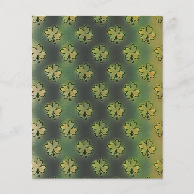 Patrón de Shamrock sobre fondo verde Hoja de papel (Anverso)