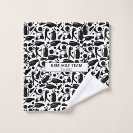 Patrón de silueta de golf clásico blanco y negro