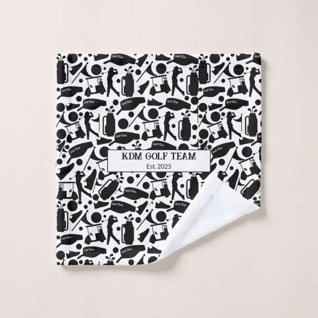 Patrón de silueta de golf clásico blanco y negro (Toallita)