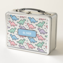 Patrón de siluetas de dinosaurios pixelados de Pas