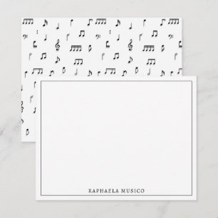 Patrón de símbolos de notas musicales en blanco y
