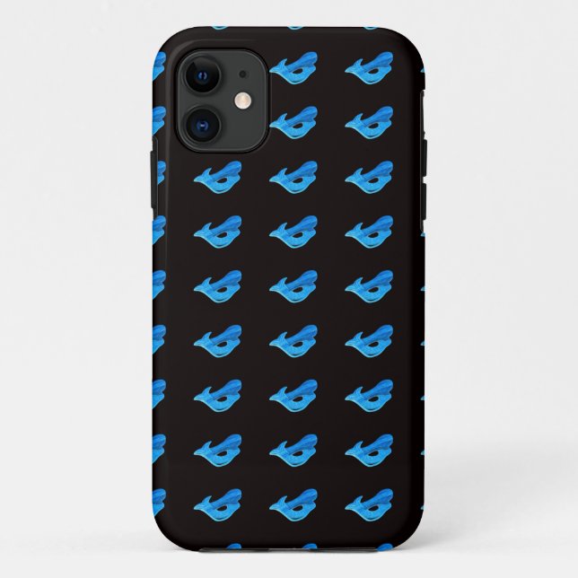 patrón de sirena azul en funda negro (Reverso)