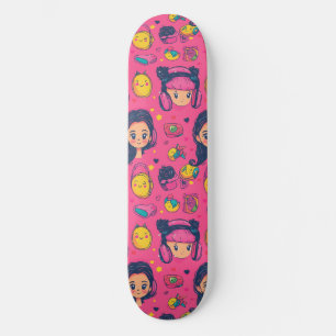 Patrón de skateboard de anime japonés lindo