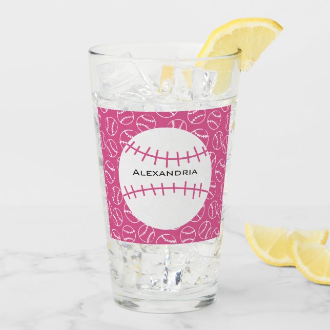 Patrón de Softbol de béisbol personalizado en rosa (Reverso (hielo))