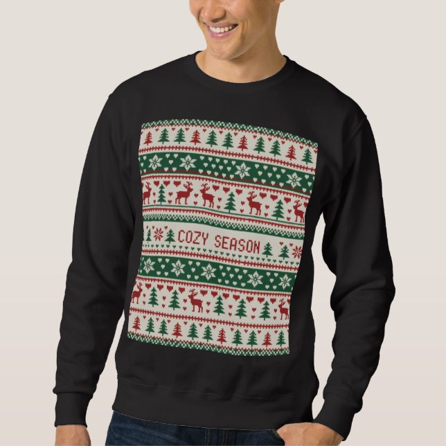 Patrón de suéter de Navidad de temporada acogedora (Anverso)