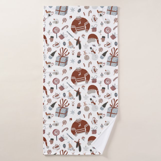 Patrón de suéter de Navidades retro (Toalla de baño)