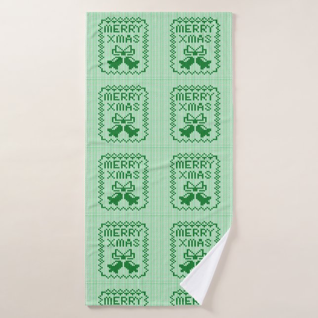 Patrón de suéter feo campanas de jingle y Feliz Na (Toalla de baño)
