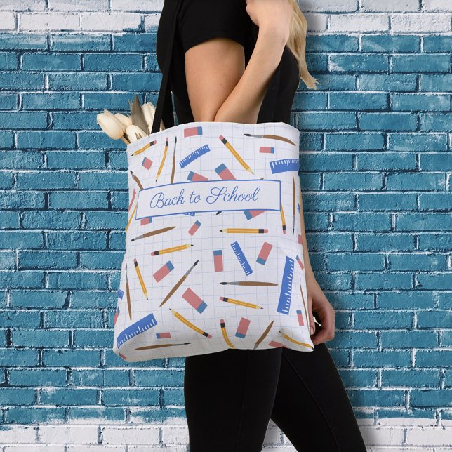 Patrón de suministros escolares a bolsa (School Supplies Pattern Tote Bag)