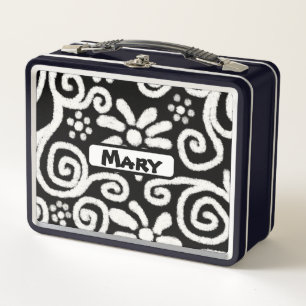 Patrón de Swirls Floral en blanco negro personaliz