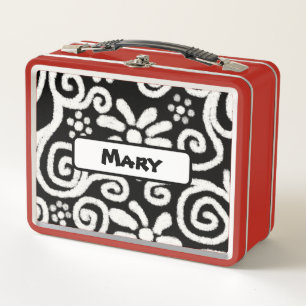Patrón de Swirls Floral en blanco negro personaliz