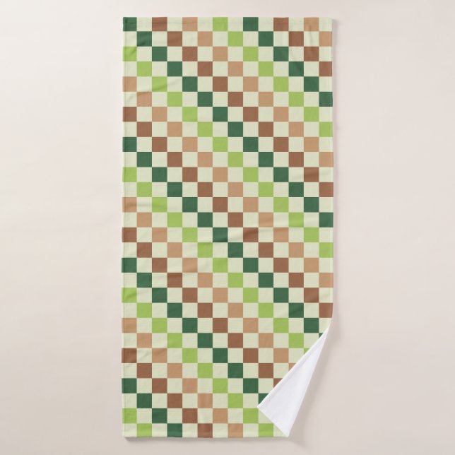 Patrón de tablero de ajedrez diagonal de arcoíris  (Toalla de baño)