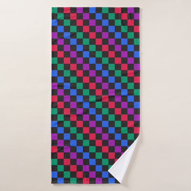 Patrón de tablero de ajedrez diagonal de caramelo  (Toalla de baño)