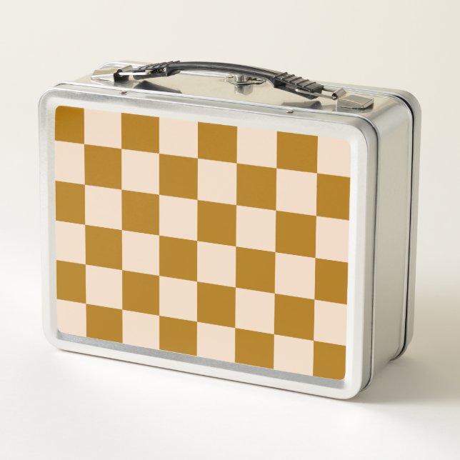 Patrón de tablero de ajedrez marrón y beige (Reverso)