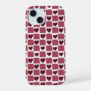 Patrón de tablero de corazones rojos