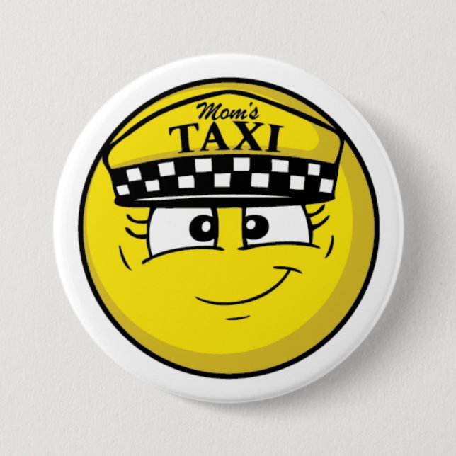 Patrón de taxi de mamá, botón redondo de 3 pulgada (Anverso)