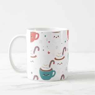 Patrón de tazas de cacao caliente Kawaii
